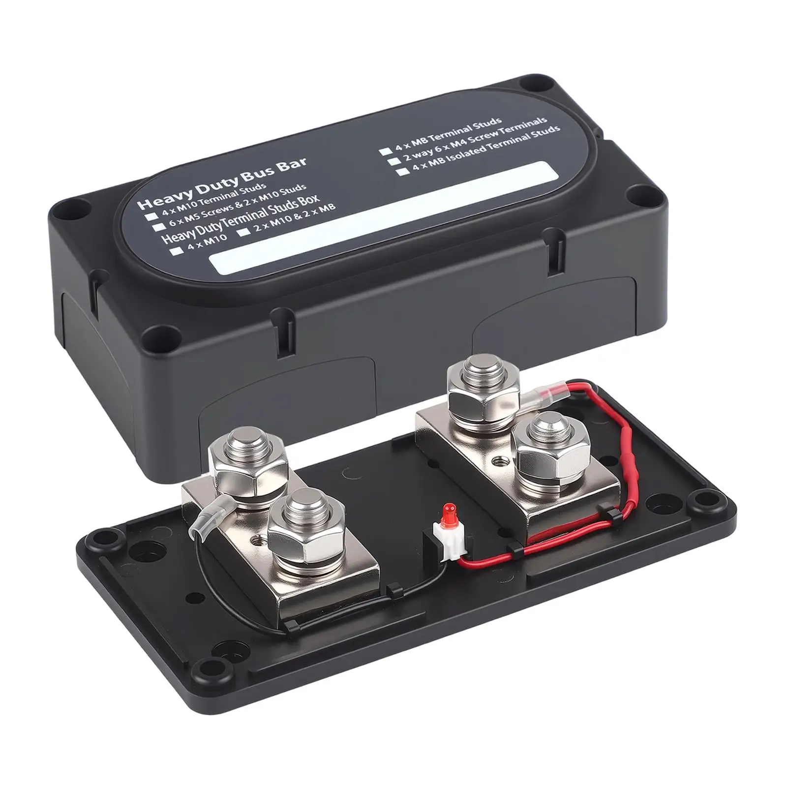 

Heavy Duty Automotive Fuse Block Large Capacity Bus Bar with Cover 4 Studs for Marine Boat RV Truck Solar System