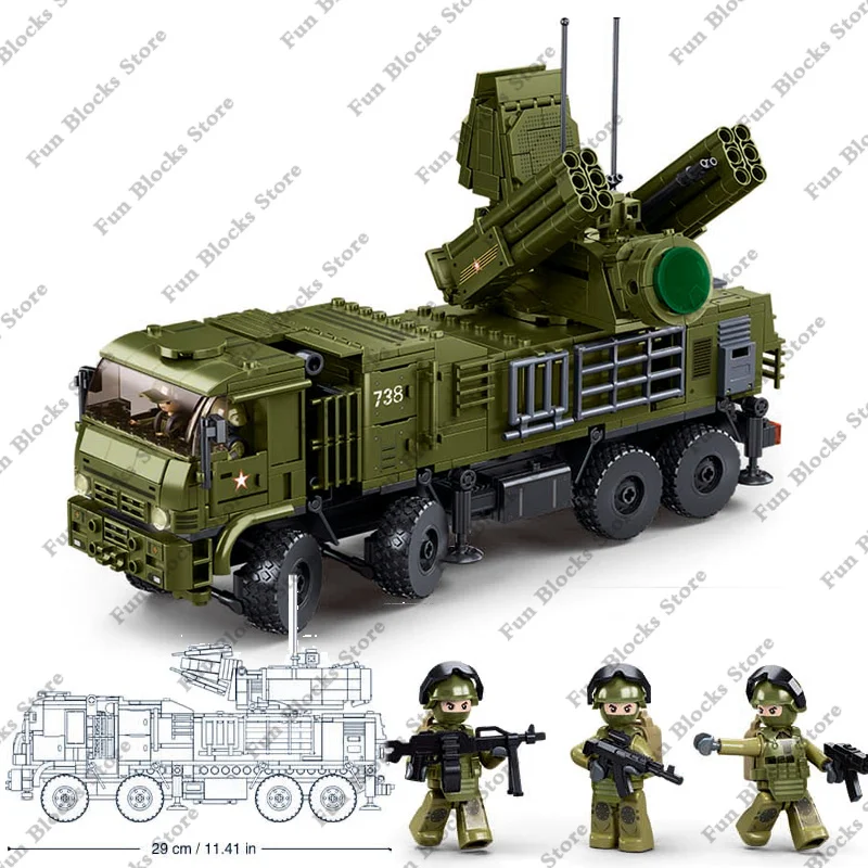 SLUBAN Military BTR-80 AS IFV Armored Personnel Carrier Vehicle Car Model Building Blocks Sets Soldier Figures Bricks Kids Toys