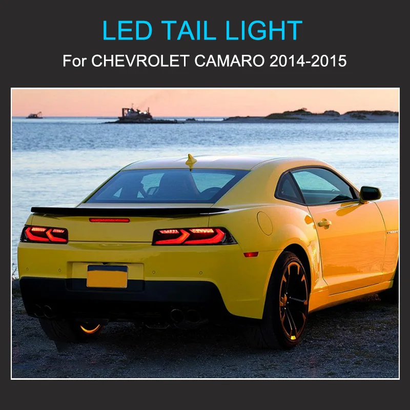 1 زوج LED الذيل ضوء الجمعية لشروليه كامارو 2014 2015 التوصيل والتشغيل المصابيح الخلفية مع LED الديناميكية تحول الخلفية الذيل مصابيح