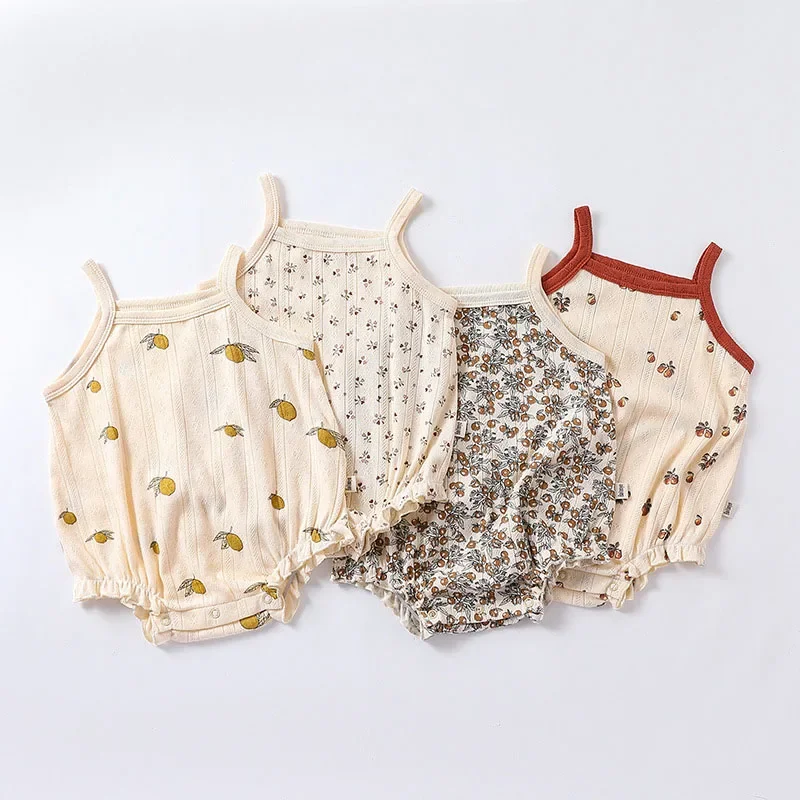 0-24M Newborn Kid Baby Romper Girls Boys Summer Clothes Sleeveless Off Shoulder Jumpsuit Cute Sweet Bodysuit Outfit