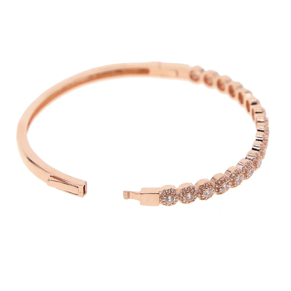 rose gold Color Clear CZ Charm Bracelets & Bangles For Women Star With Moon WEDDING Bangle Jewelry Wholesale Pulseras