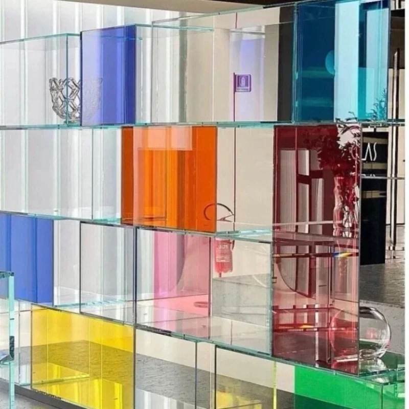 Glas kombination Bücherregal gegen die Wand Boden bis zur Decke Regenbogen Bücherregal Vitrine Vitrine Figur Lagerung