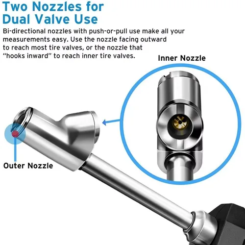 Imagen 2 del producto Manómetro digital de neumáticos 230 PSI 4 configuraciones resistente antideslizante con linterna LCD retroiluminada para camión/coche/bicicleta/motocicletas