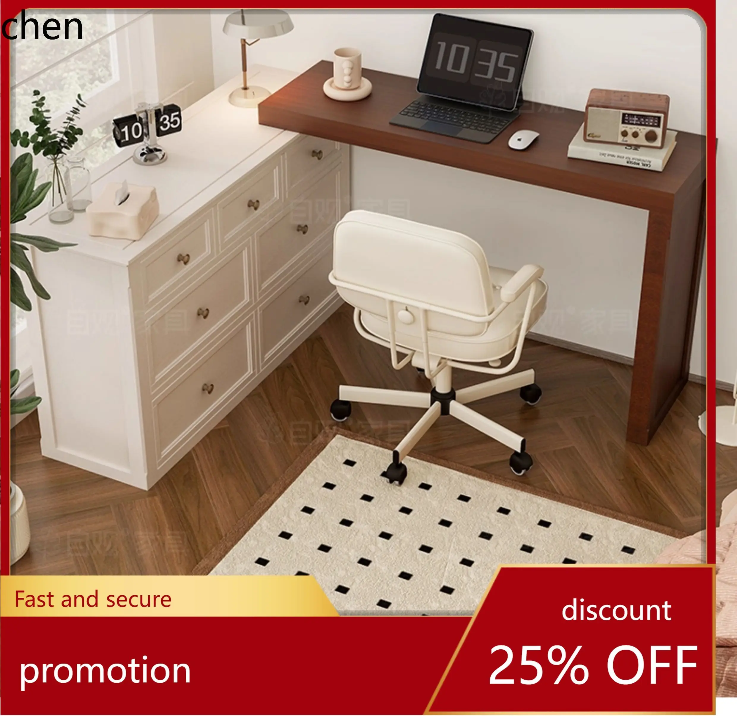 

HT Bedroom Bookshelf Desk Integrated Corner Computer Extendable Desk Home Use Corner Desk Vintage