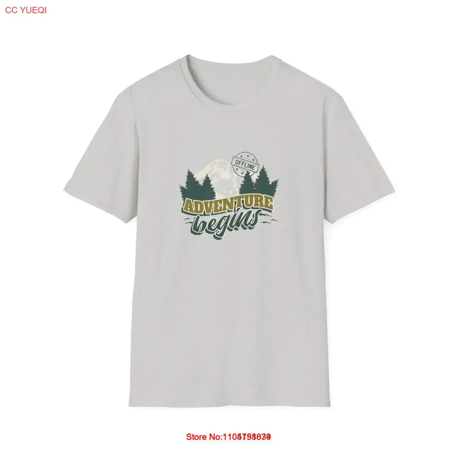 Hiking T Shirt Adventure Begins Offline Mountain Forest Design vintage Washed streetwear Top For Everyday Wear fashion  Unisex