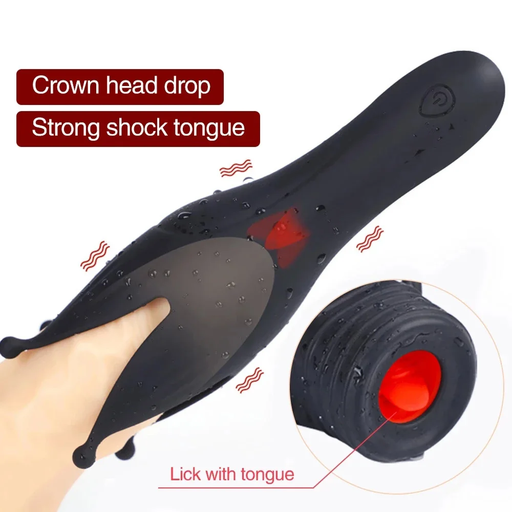 HESEKS Male Masturbator Cup Automatic Tongue Licking Penis Massage Vibrator Blowjob Climax Delay Trainer Glans Vibrator For Men