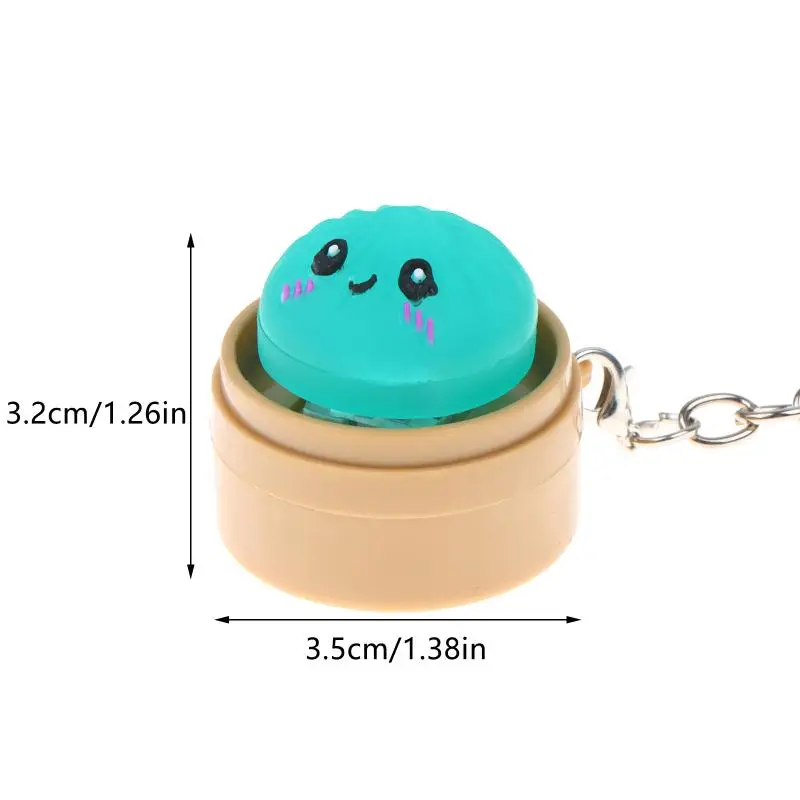 Cute Light Up Steamed Bun Keychain Kawaii Style Press Activated Mini Steamer Base for Purse Charm