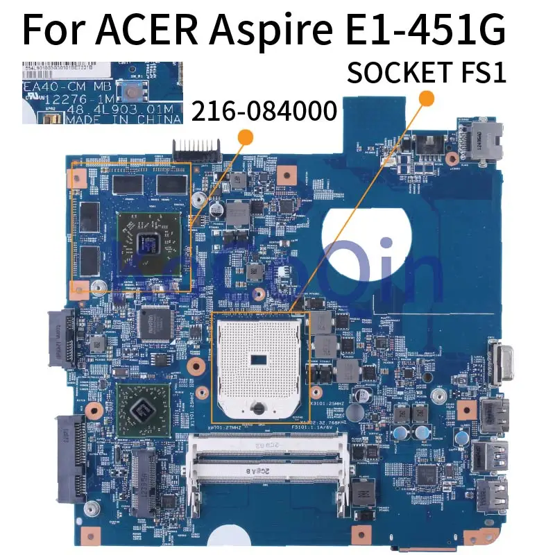 

For ACER Aspire E1-451 E1-451G Notebook Mainboard 12276-1M 48.4L903.01M AMD 216-0842000 DDR3 Laptop Motherboard Full Tested