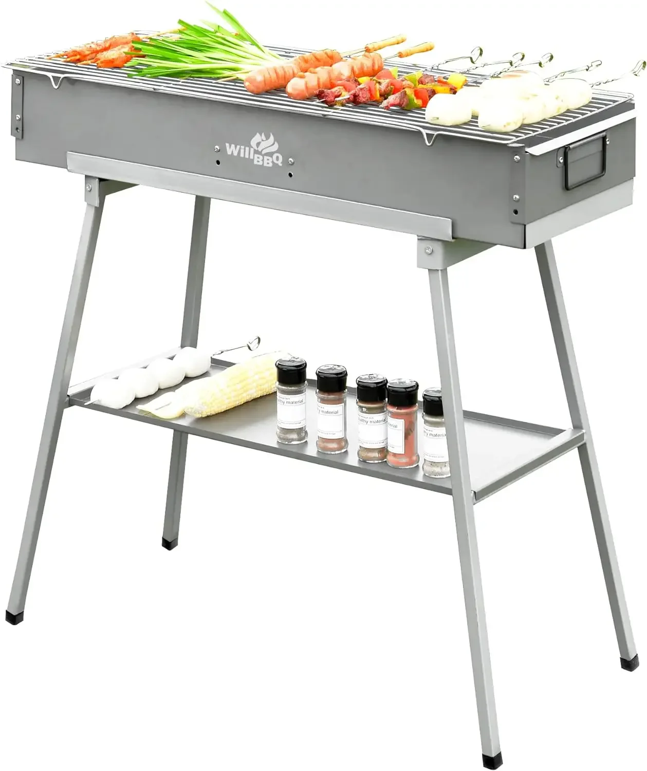 Portable Charcoal Grills Multiple Size Hibachi BBQ Lamb Skewer Folded Camping Barbecue Grill 31.6x10.3x5.1 Inch