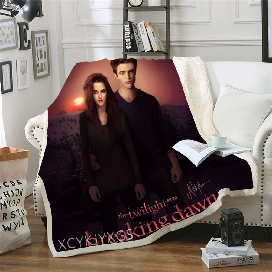 phechion The Twilight Saga 3D Printing Plush Fleece Blanket Adult Fashion Quilt Home Office Casual Kids Girls Sherpa Blanket B42