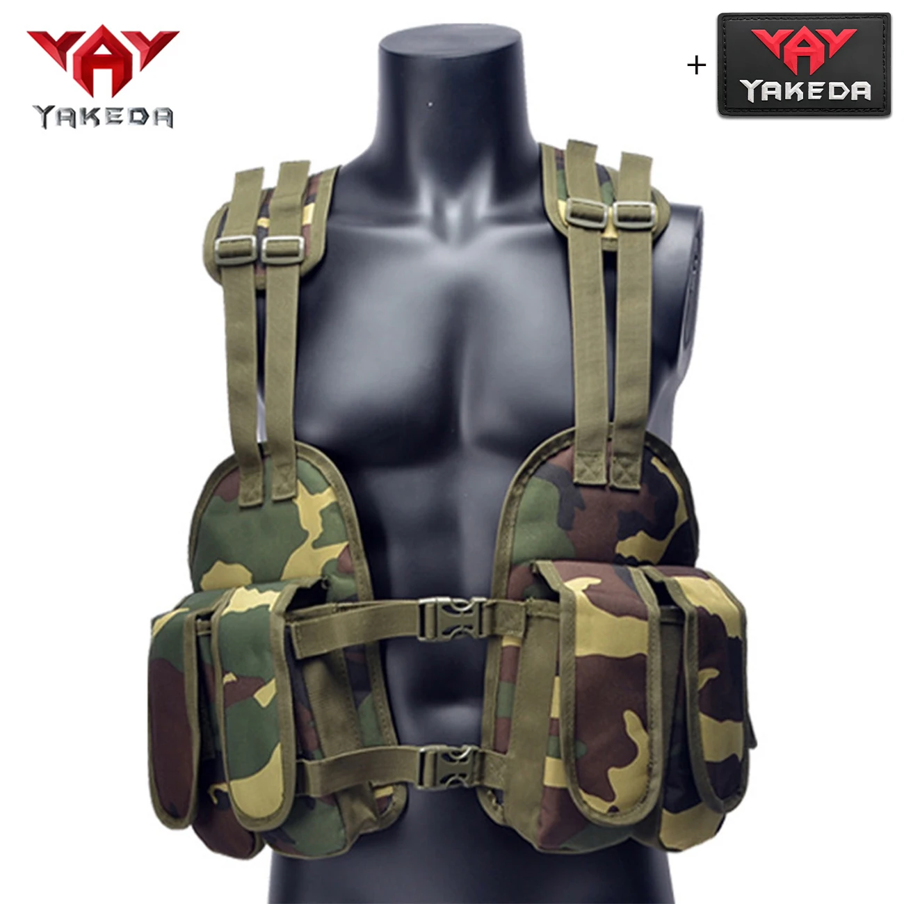 YAKEDA lightweight hollow hunting vest, multi compartment storage, adjustable shoulder straps, shoulder strap structure