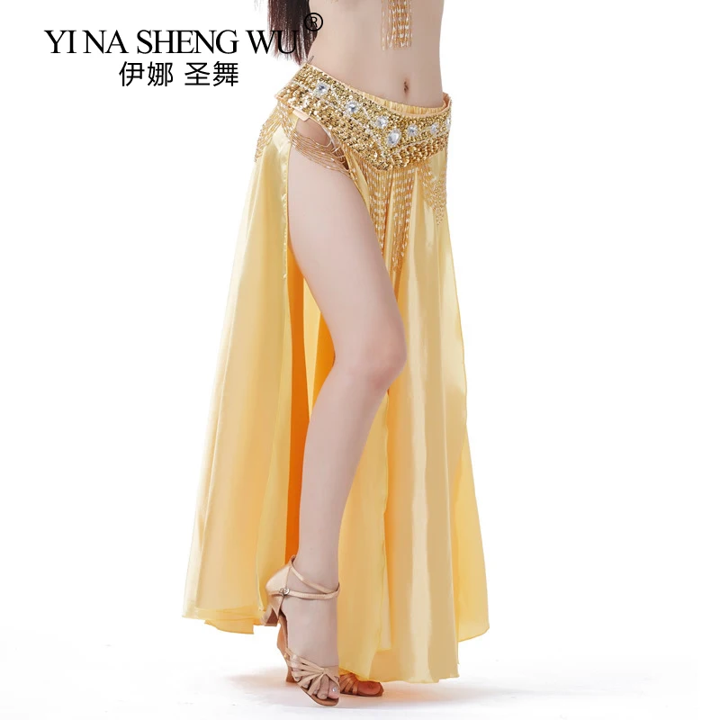 Performance Belly Dance Costume Saint Skirt 2-sides Slits Skirt Sexy Women Oriental Belly Dance Skirt Women Dance Clothes Skirt