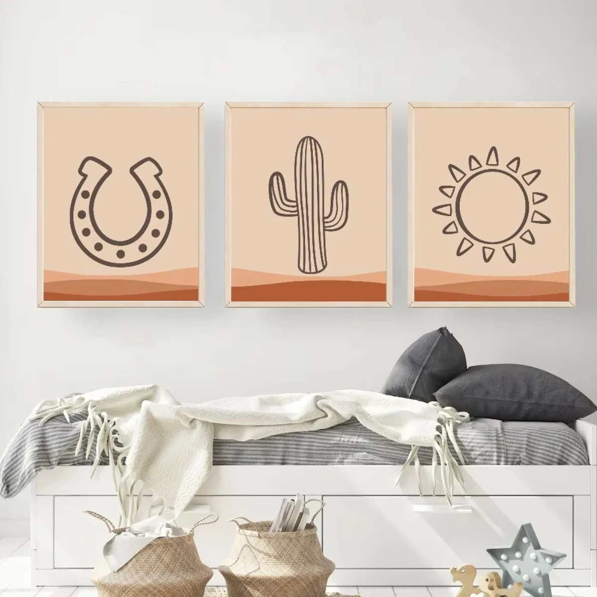 AZNM Cowboy Nursery Prints Boy Nursery Printable Wall Art Western Cowboy Decor Horseshoe Prints Toddler Playroom Wall Decor Gift