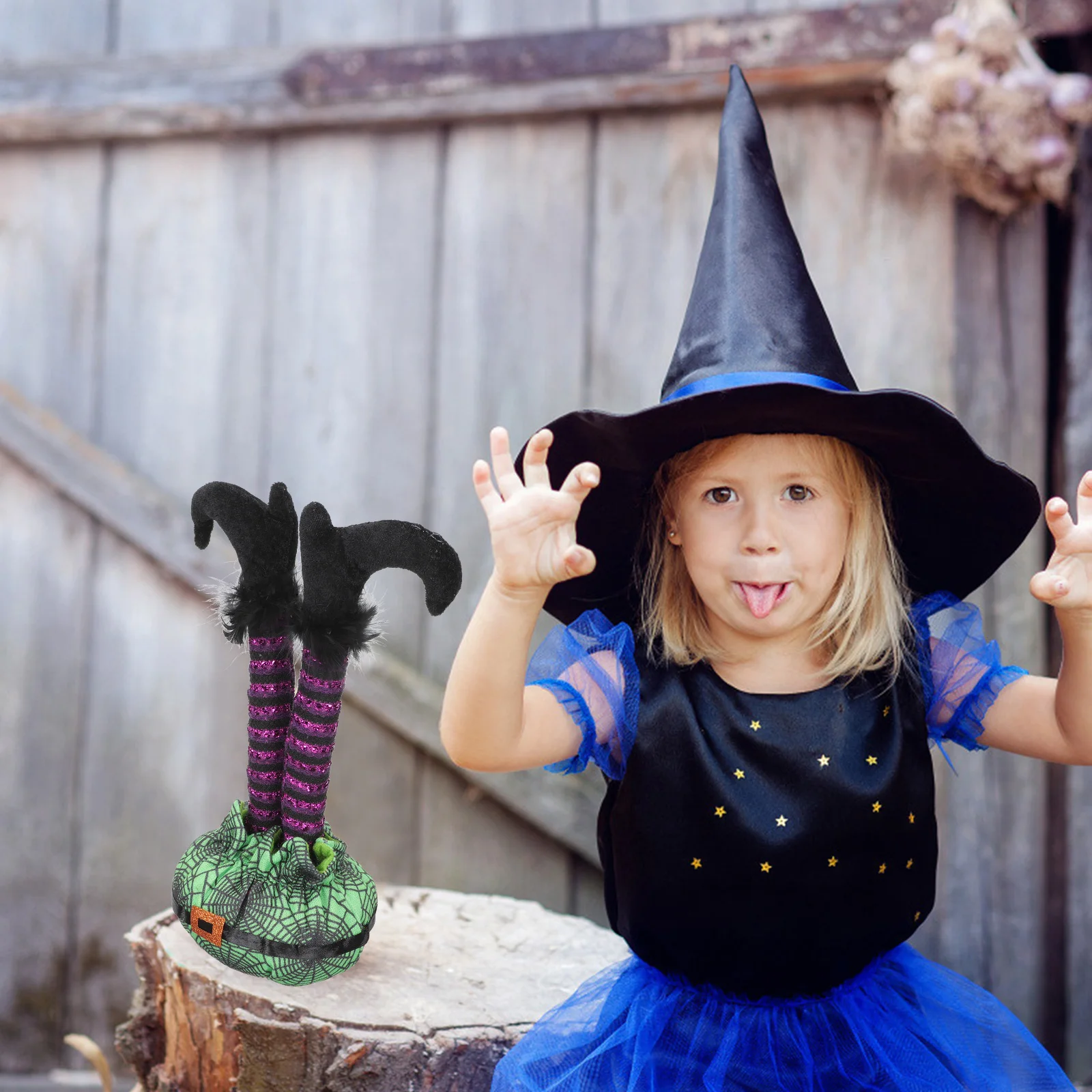 

Hey Elf Legs Props Decorations Role Playing House Halloween Wicked Witch Green Indoor