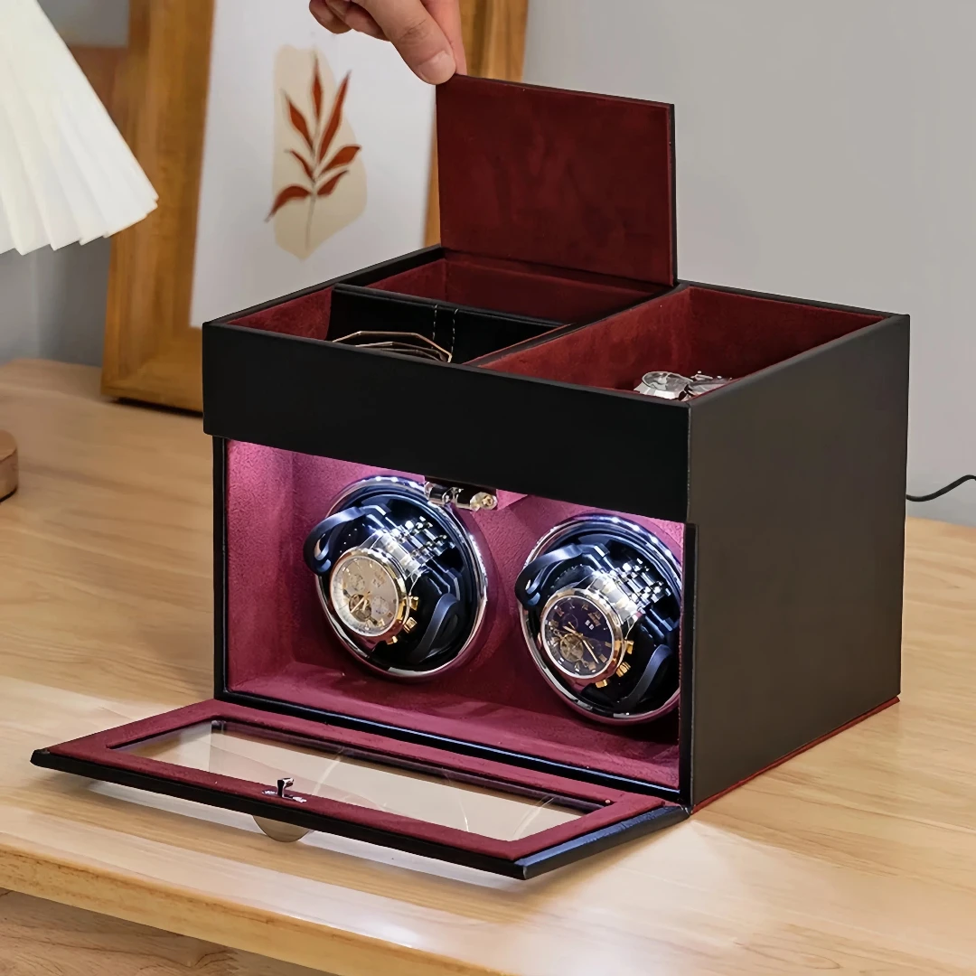 Luxury Automatic Watch Winder with Jewelry Storage Case - Quiet Japanese Mabuchi Motor Adjustable Modes for Watch Winders