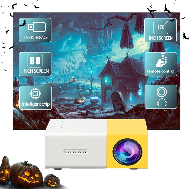 New Halloween Mini Led Projector Hdmi Usb Audio TF Christmas Gifts Home Theater Media Player Beamer Travel Portable HD Projector