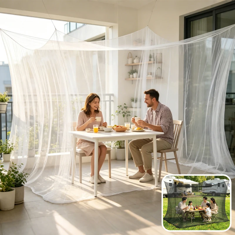 Large Outdoor Mosquito Net Patio Hanging Gazebo Screen Tent Net for Camping & Backyard Picnic Family Size Anti-Mosquito Canopy