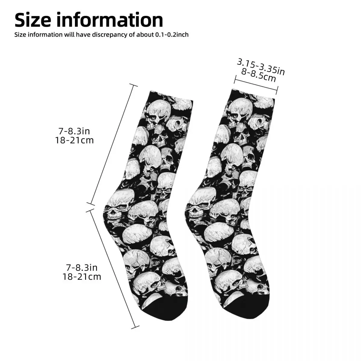 Hip Hop Retro Totally Gothic Elin Chaussettes pour hommes, Crânes, Unisexe, Harajuku, Sans couture, Imprimé, Drôle, Nouveauté Crew Sock, Cadeau pour garçons