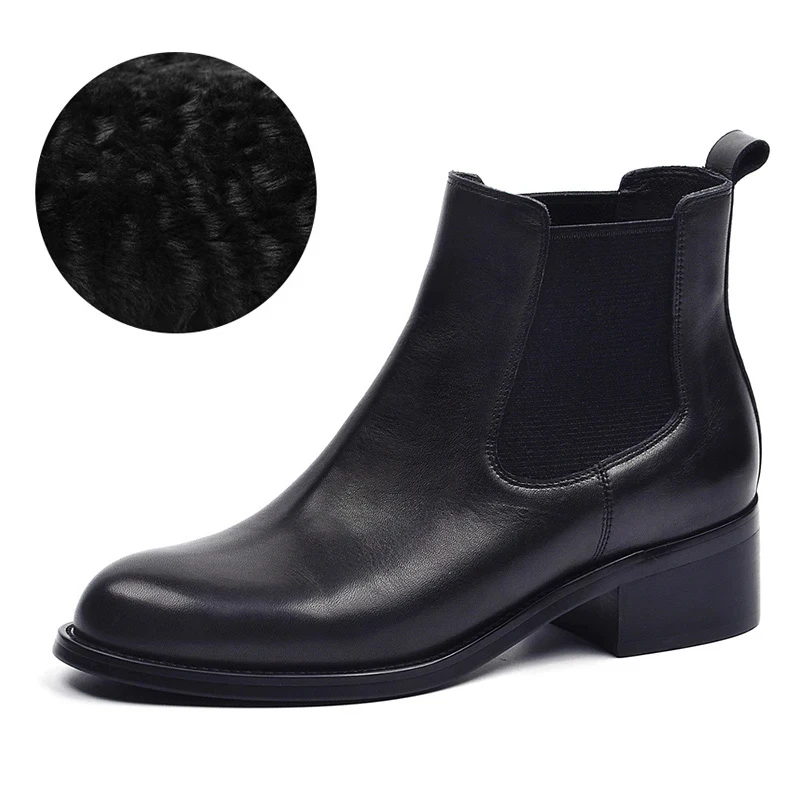 Brand Outlets Donna-in 2024 Autumn Winter Wool Ankle Boots Women Genuine Leather Chelsea Female Shoes Clearance Big Discount