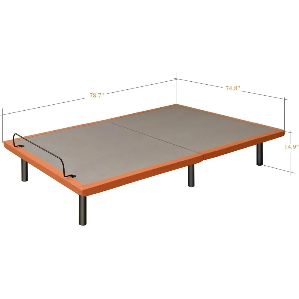 King Adjustable Bed Frame Base Easy to Install, Massage,Wireless Remote,Foot&Head Inclined,Dual USB Ports, Under Bed Light