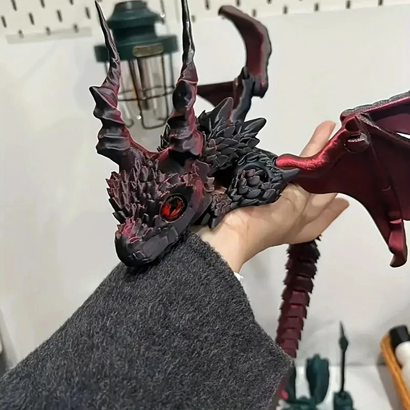1PC Winged Wagen Drachen Figur Art Deco Drachen Skulptur Tabletop Tier Thema Dekor Geschenke 3D Gedruckt Drache Mit Flügeln