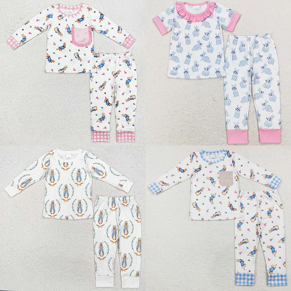 New Fashion Kids Designer Clothes Girls Easter Rabbit Shirts Pants Sibling Pajamas Sets Boutique Baby Girls Pajamas Boys Outfits