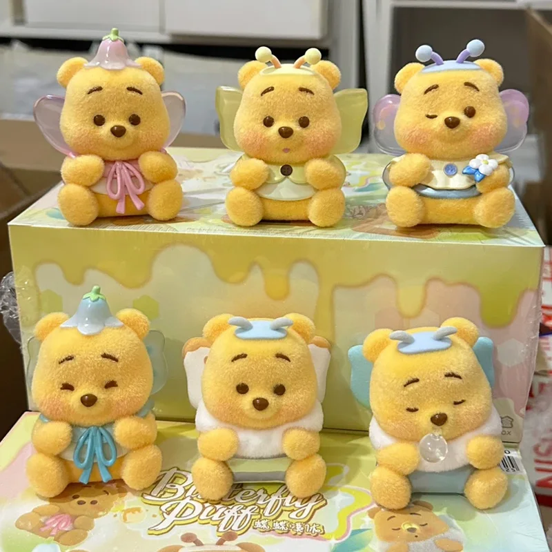 Disney Winnie The Pooh Butterfly Puff Series Blind Box Baby Pooh Anime Doll Mystery Box Action Figure Toy Gifts Surprise Bag