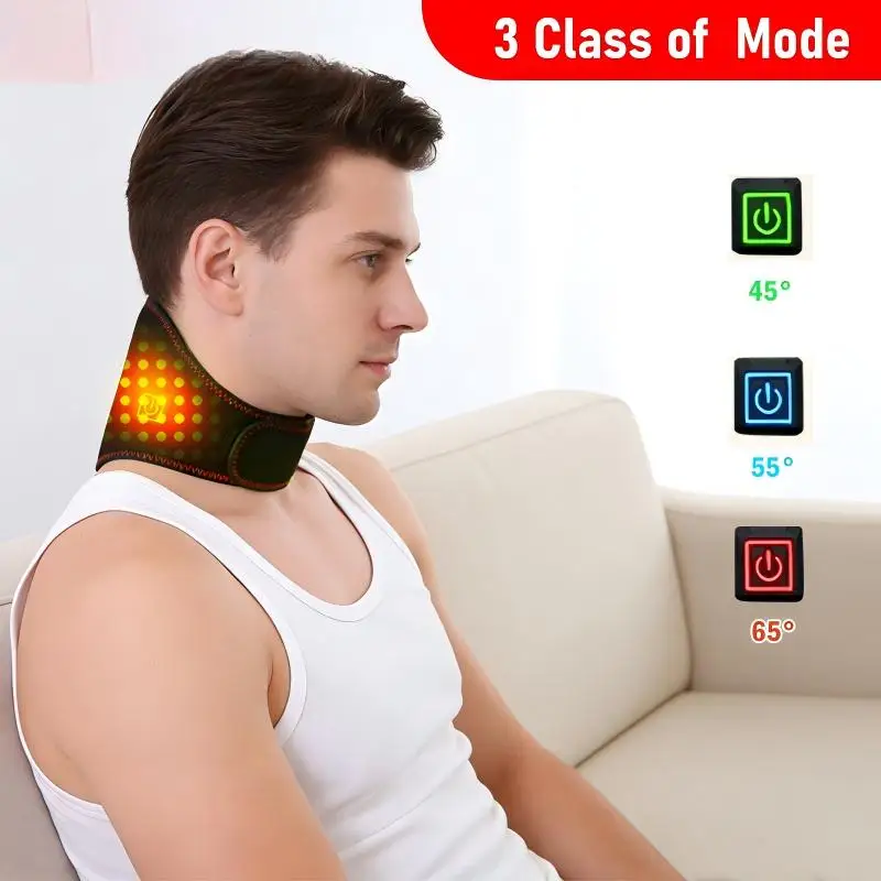 660nm Red Light Heating Neck Brace, Rechargeable Type-C Design, Delivers Joint Comfort & Fatigue Relief
