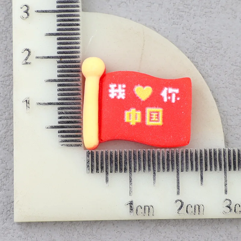 20Pcs Red China Flag Material Kit 3D Resin Flat Cabochons Embellishment Apple Diy Wedding Hairpin Accessories Scrapbook Craft