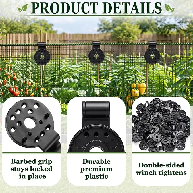 200/100/30PCS Heavy Duty Lock Grip Greenhouse Shade Cloth Fix Clamp Tarp Plastic Clip Fence Fabric Garden Netting Accessory