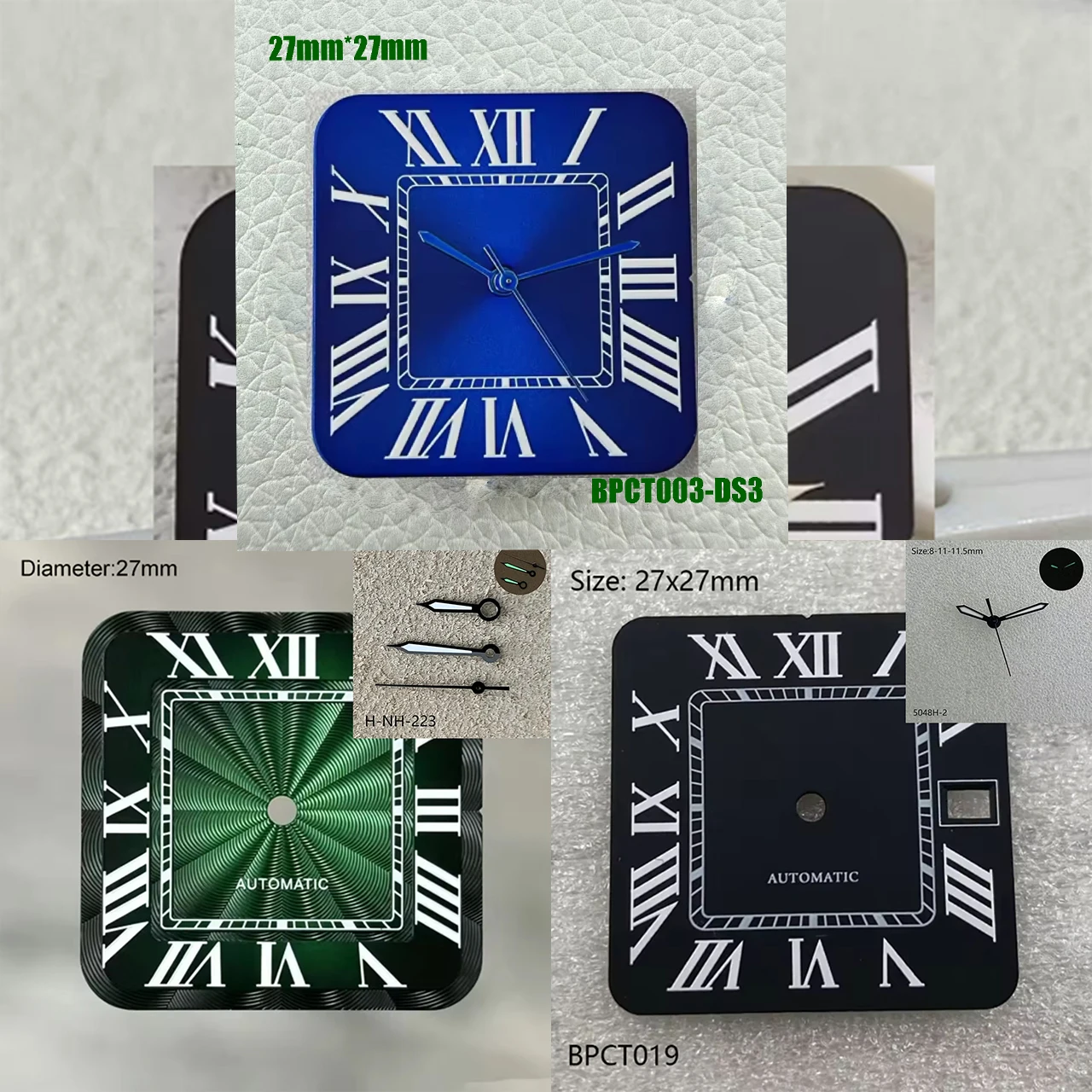 27mm Santos Square Rome S Logo Dial No Window 3 O'Clock Position Suitable For S NH35 Automatic Movement S Logo Dial Watch