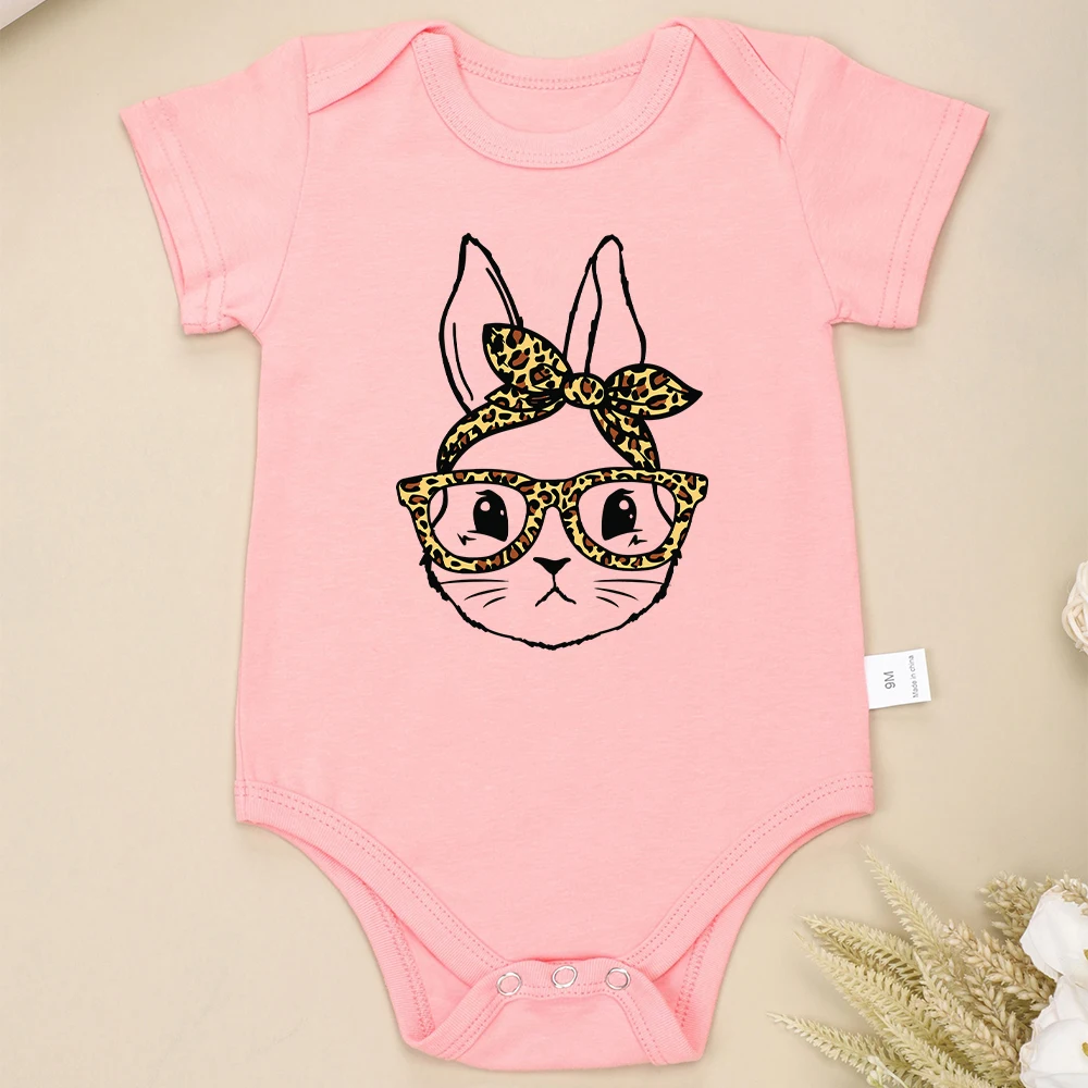 Cute Rabbit Baby Girl Clothes Romper Fashion Kawaii Harajuku Streetwear Casual Toddler Jumpsuit Short Sleeve Cotton Crew Neck