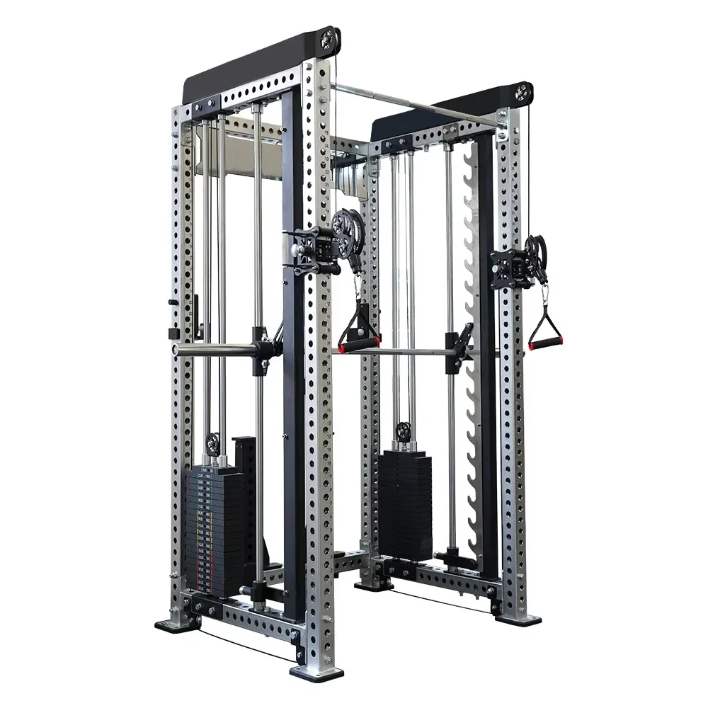 Unisex Comprehensive Trainer Half Frame Barbell & Bench Lifting Rack Multi-Functional Smith Machine Exercise Squat Smith Rack
