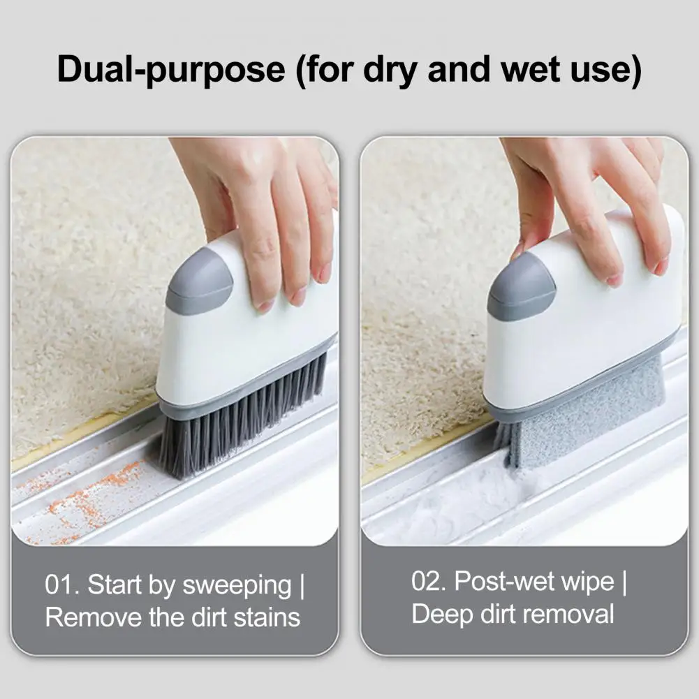 Brush for Dust Removal Effective Dirt Grease Remover 2-in-1 Window Slot Brush Door Groove Hair Grip Tool Tight Gap for Kitchen