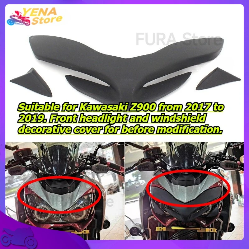 

Suitable for the front air intake cover of Kawasaki Z900 from 2017 to 2019, featuring aerodynamic wing plates. Lower cover.