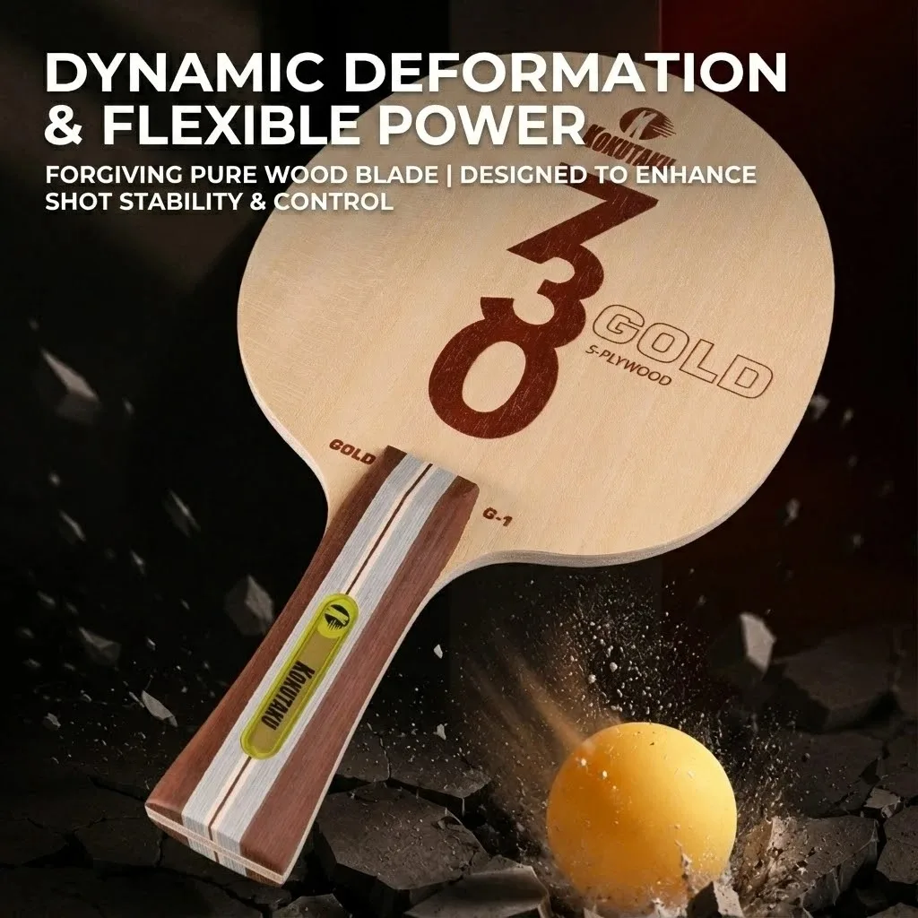 Kokutaku Table Tennis Blade FL 730 G1 5 Layer Wood / G2 5 Layer Wood and 2 Layer Carbon Table Tennis Racket Blade  Arc Training view 4