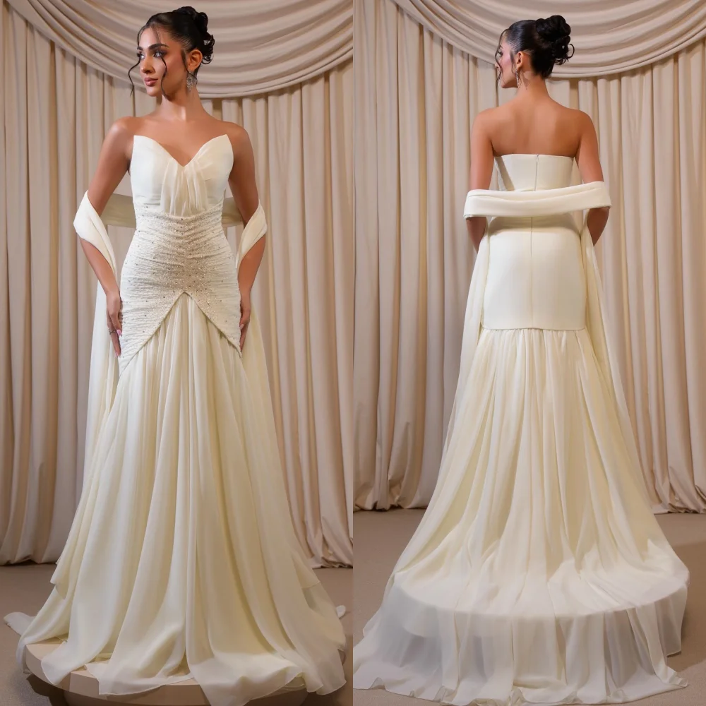 

Customized Sparkle Chiffon Sequined Pleat Mermaid Sweetheart Long Dresses Bespoke Occasion Party Matching Sexy