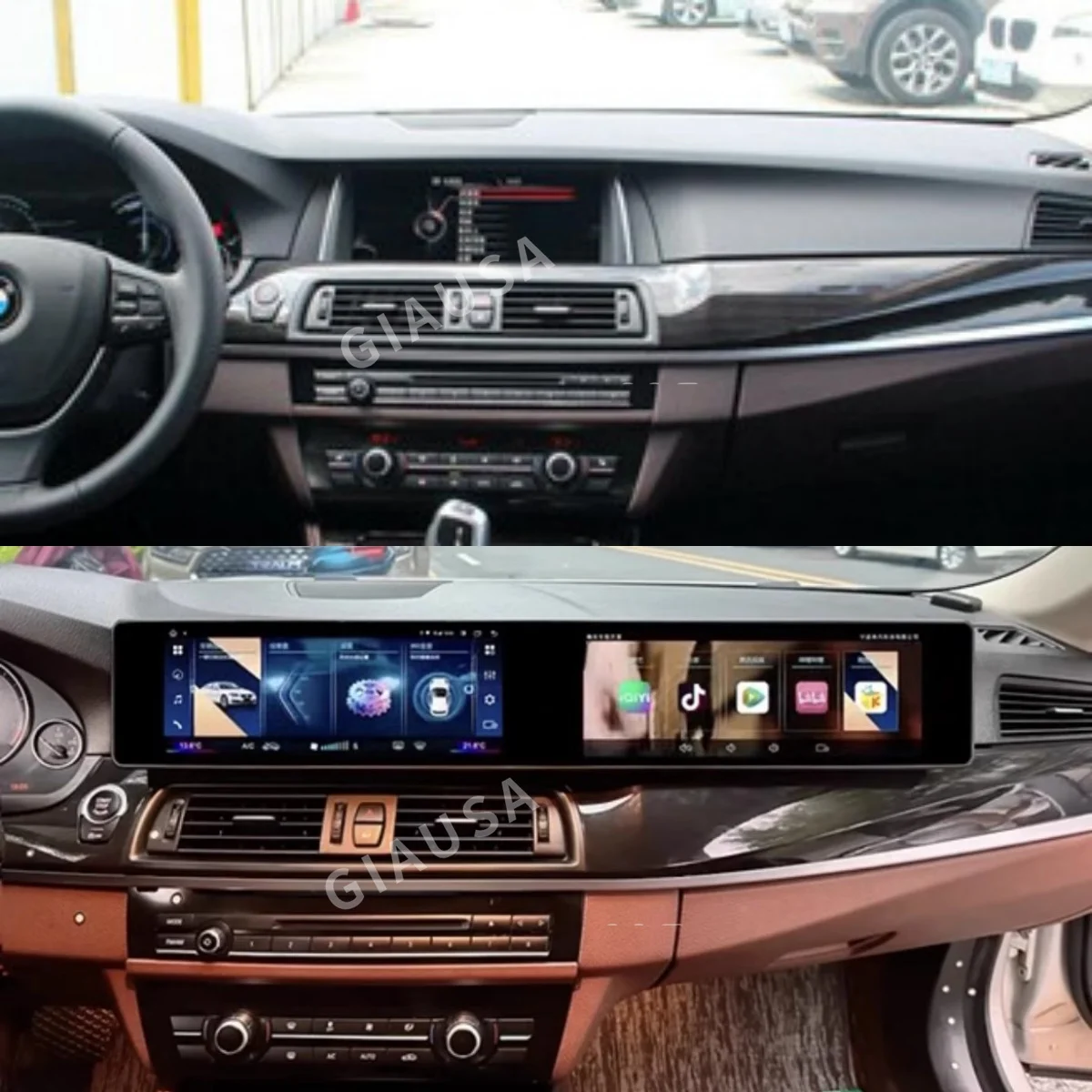 24.6 Inch Dual Screen Carplay Android 14 ID8 For BMW 5 Series/GT  2014-2018 Car Multimedia Player GPS Navigation Head Unit