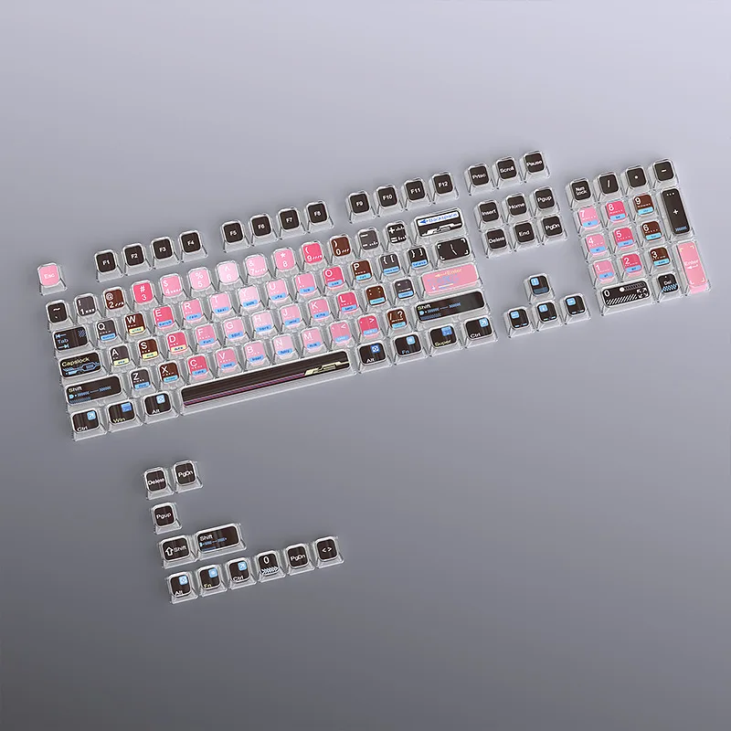 Pink Crystal Keycaps 115keys Set Transparent PC Custom Caps MDA Profile Original Key Cap for Mechanical Keyboard Gaming Gift