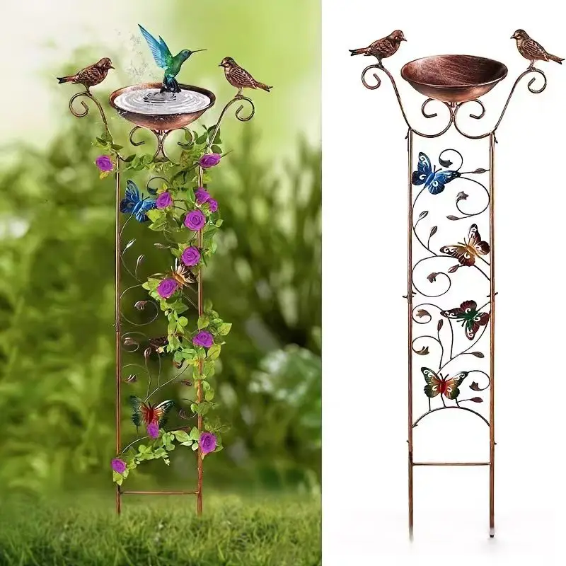 

Outdoor Bird Bath with Detachable Trellis Climbing Plant Support & Flower Rack Garden Outdoor Feeder
