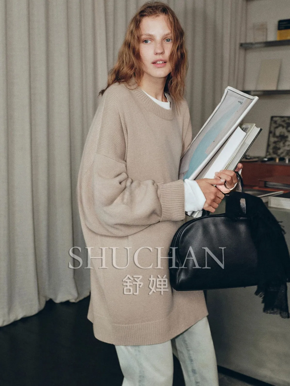ROW Wind Heavy 100% Awool Pullover Thick Winter Autumn Damei Street Shooting Stray Knitted Loose and Relaxed Big Sweater Jacket