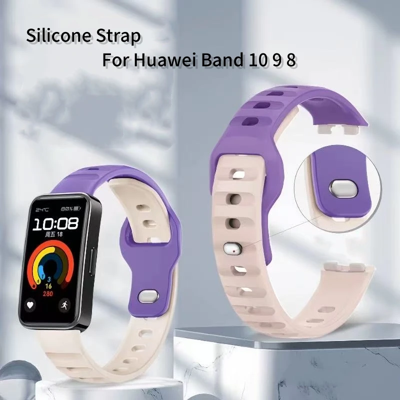 Weiches Silikonarmband für Huawei Band 10 9 8, Sport, atmungsaktives Armband, Ersatzarmband, Armband-Zubehör