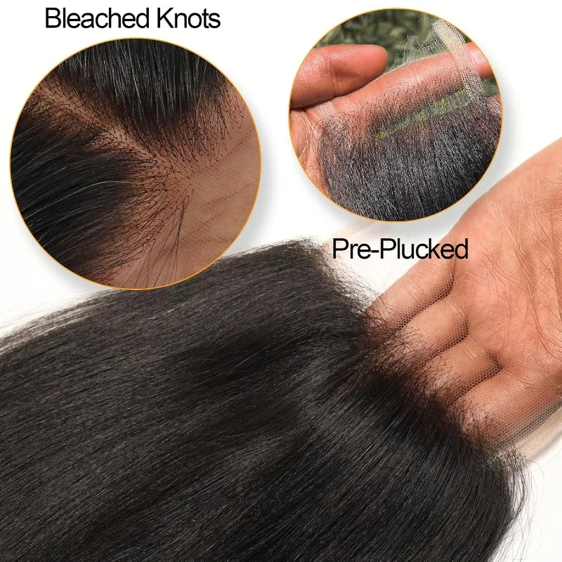 14A Натуральный цвет, прямые 2x6, кружевная застежка, отбеленные узлы, бразильские девственные человеческие волосы Remy, предварительно выщипанные с детскими волосами 8-22 дюйма