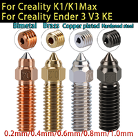 3D Printer Nozzles Hight Flow Brass Plated Copper Hardened Steel Nozzle 0.2/0.4/0.6/0.8/1.0 For Creality Ender 3 V3 KE K1/K1 MAX