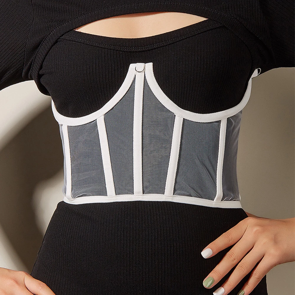 Sexy Bandage Corset Underbust Women Gothic Top Curve Shaper Strap Slimming Waist Belt Chain Lace Waistband Bustiers Punk