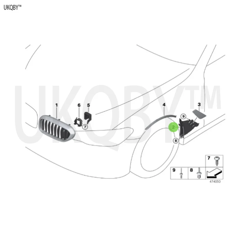 Decorative grille, right front air duct, inner left side of side wall 51137349591 51137349592