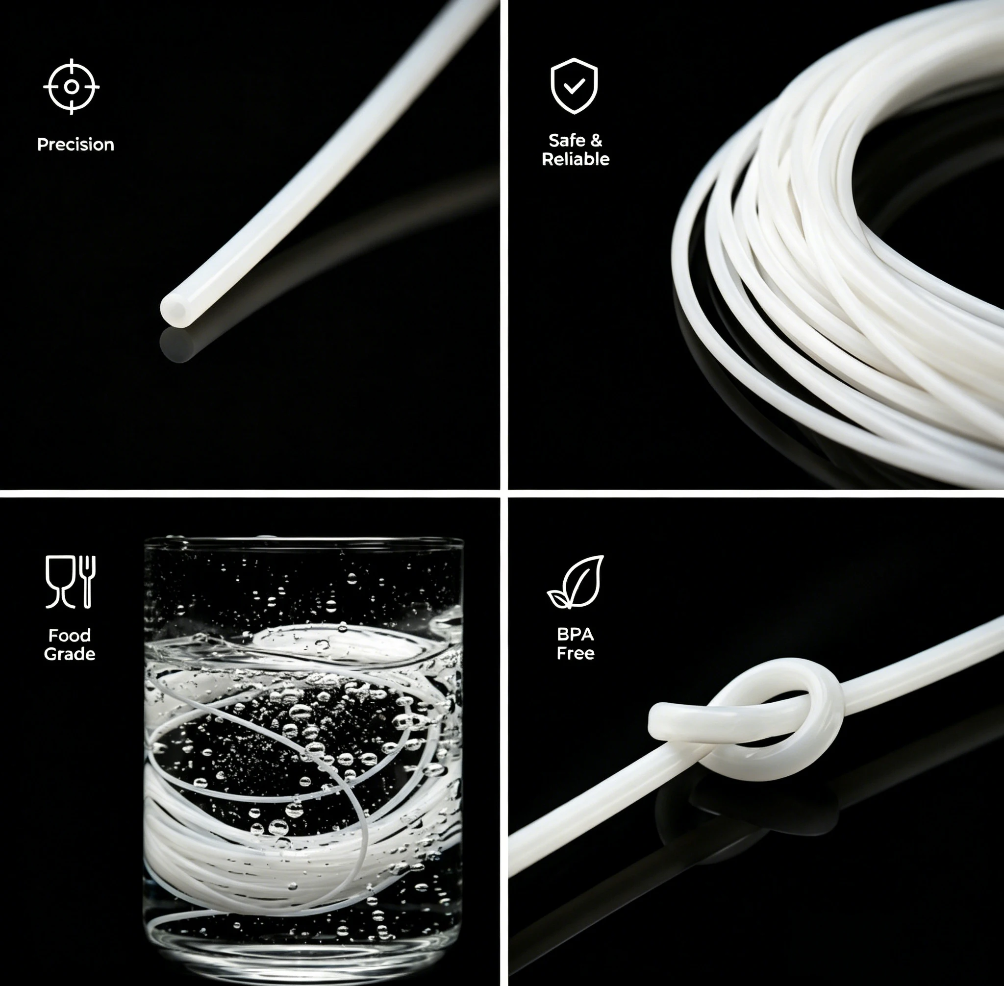 10M/5M white capillary PTFE tube ID 0.3mm~5mm, good pressure resistance, excellent aging resistance and insulation stability