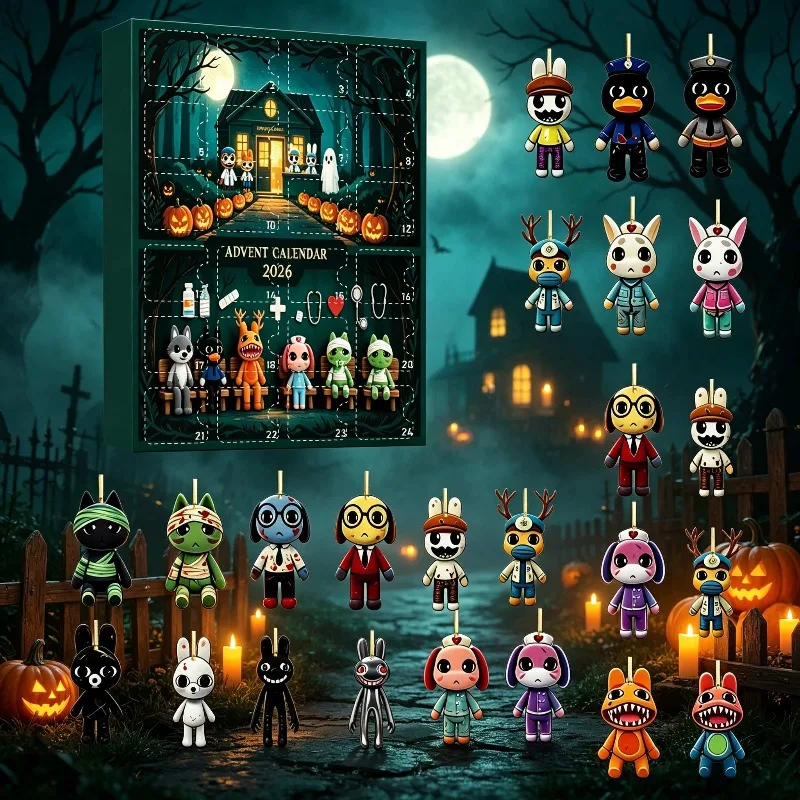 2026 Animal Hospital Advent Calendar Hot Horror Game Acrylic Pendant Holiday Home Decorations Halloween Christmas Party Gifts