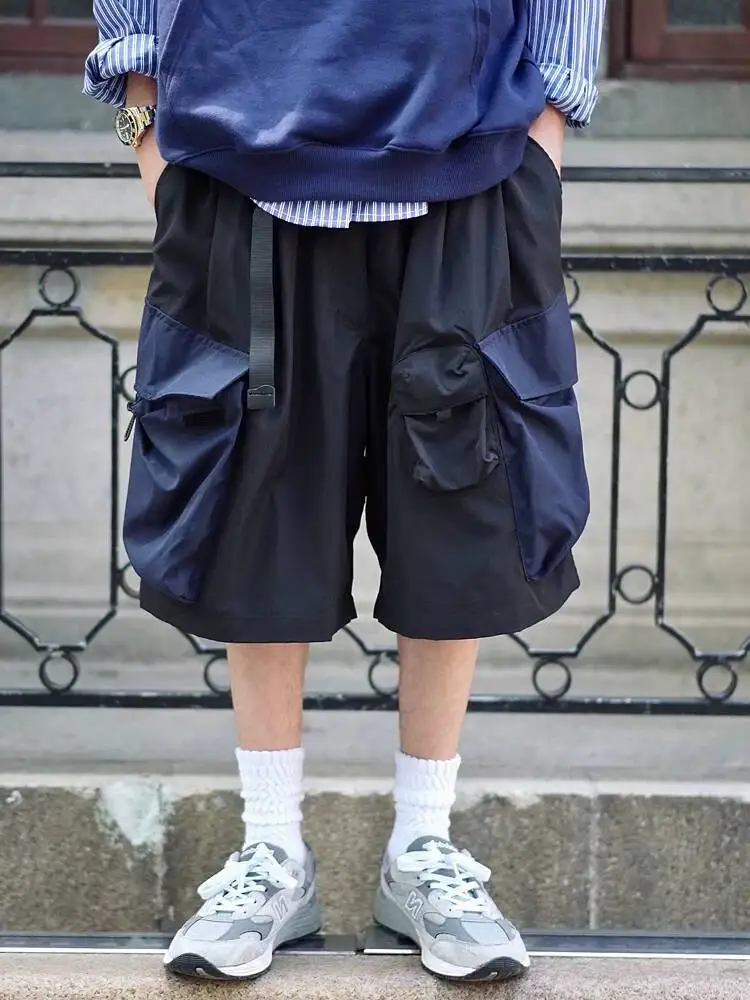 Unisex Cargo Shorts 2026 New Japanese Cityboy Retro Multi Pocket Cargo Shorts Men Loose Wide Leg Techwear Casual Crop Pants