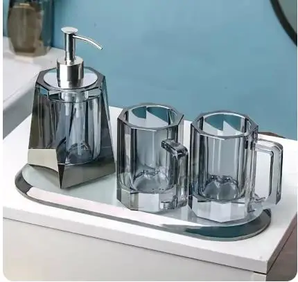 Crystal Lotion Bottle Mouthwash Cups Tray Shampoo Bottles Home Soap Dish Toothbrush Holders Cotton Swab Box Bathroom Accessories